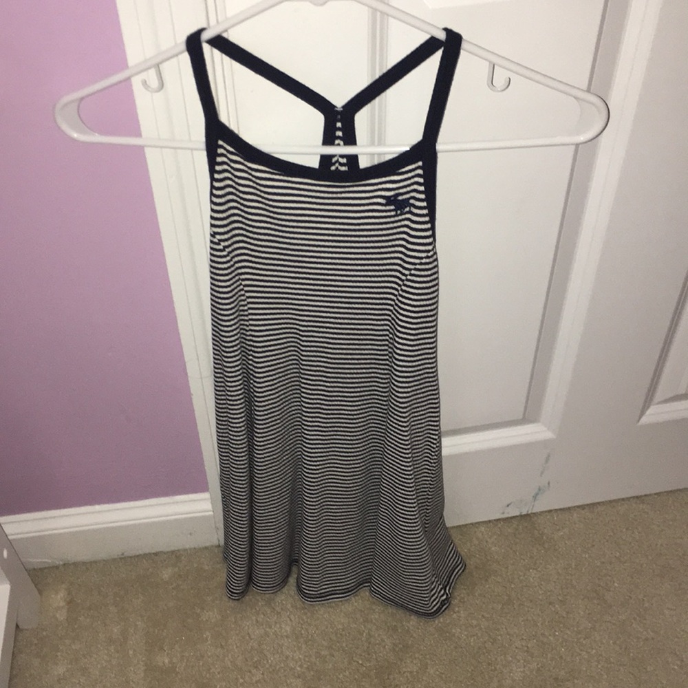 Navy and white striped skater dress